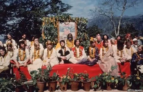 Getty Images The Beatles and their wives at the Rishikesh in India with the Maharishi Mahesh Yogi, March 1968.