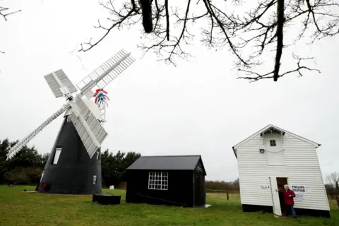 Reuters Thelnetham Windmill poses as a polling station in Suffolk