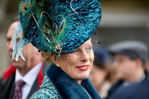PA The fascinator of a racegoer during Ladies Day of the 2019 Cheltenham Festival at Cheltenham Racecourse