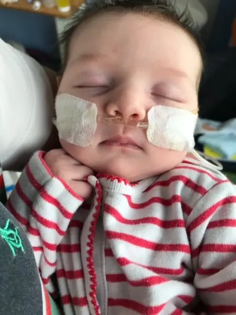 Christine Burlison Baby Aria stayed in hospital for a week while she recovered from RSV