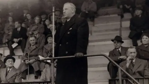 Harwich and Parkeston FC Stanley Rous, opening the grandstand at the Royal Oak ground in 1948