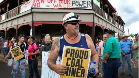 Getty Images Pro-mining protest in Clermont, Australia