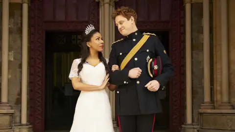 Channel 4 Kathryn Drysdale and Richard Goulding playing Meghan Markle and Prine Harry in The Windsors