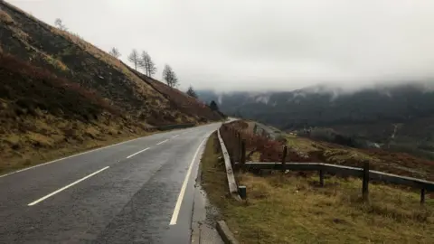 BBC A road on Rhigos mountain road in Rhondda Cynon Taf