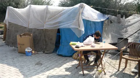 Tents have appeared everywhere in Samandag, from sprawling new encampments to individual ones dotted amidst the rubble