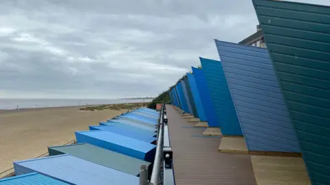 John Fairhall/BBC The new Lowestoft beach huts