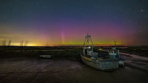 Gary Pearson Northern Lights over Brancaster Staithe in Norfolk