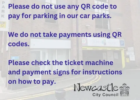 Newcastle City Council Warning to drivers not to use QR codes to pay for parking