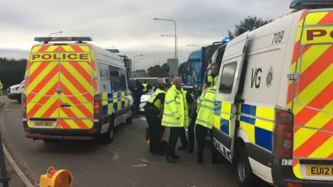 Essex Police Protests at junction 31 of the M25