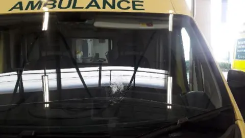 West Midlands Ambulance Service Dents shown on one ambulance