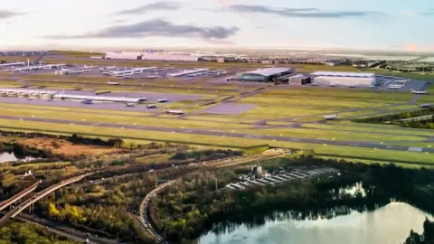 Heathrow Airport CGI mock-up of the proposed M25 tunnel