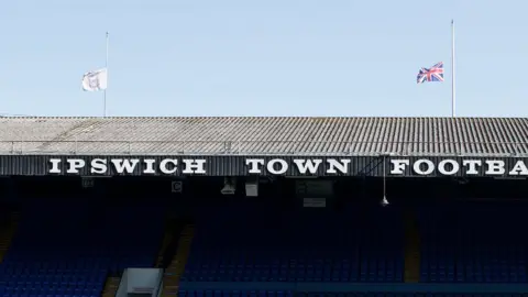 ITFC Flags flying at half mast at Ipswich Town