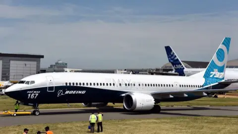 Getty Images A Boeing 737 Max prepares to take off during the 2017 International Paris Air Show