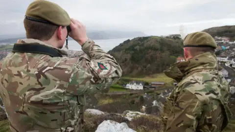 Crown Soldiers seaching for Shenkin the goat in the Great Orme