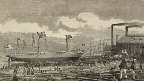 Getty Images Launch of HMS Tourmaline at Middlesbrough in 1875