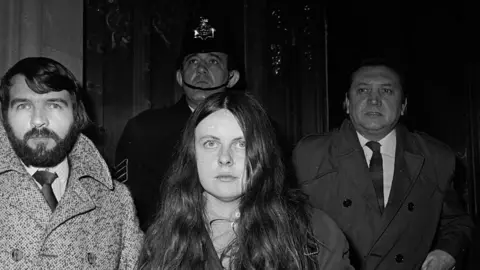 Getty Images Bernadette McAliskey pictured outside the House of Commons after she slapped the home secretary