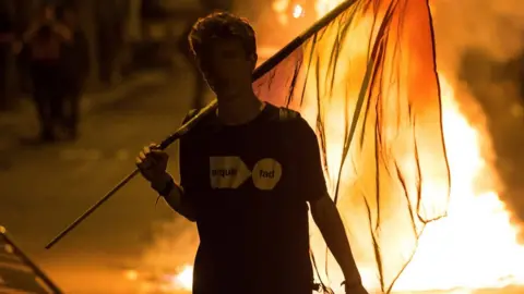 EPA A demonstrator in Barcelona, 01 October 2018