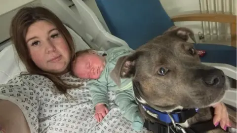 Amee Tomkins Amee, Belle and baby Olly in hospital together