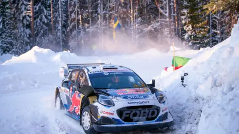 Getty Images A rally car driven by last year's winners, pictured at a recent rally in Sweden
