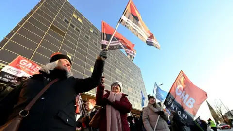 Reuters NHS workers picket outside Mater Hospital