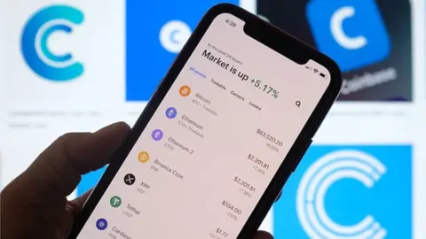 Getty Images Coinbase on a smartphone
