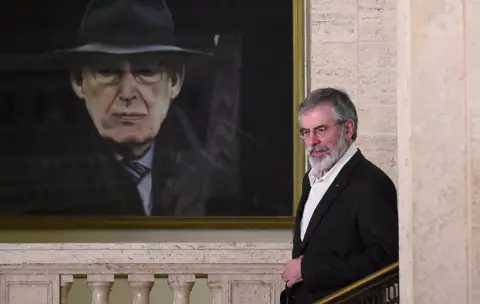 Reuters Gerry Adams was pictured leaving Stormont on his last night as leader of Sinn Féin