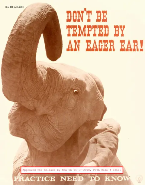 NSA "Don't be tempted by an eager ear" - a elephant features in an NSA poster