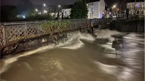 Rhondda Cynon Taf Council High river levels in Pontypridd