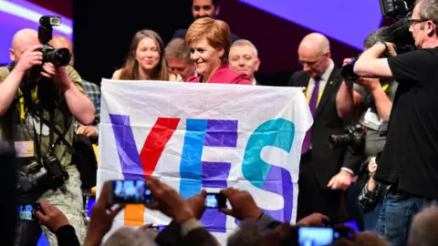 Getty Images Sturgeon with Yes flag