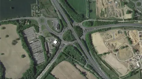 National Highways An aerial view of Thickthorn roundabout, Norwich