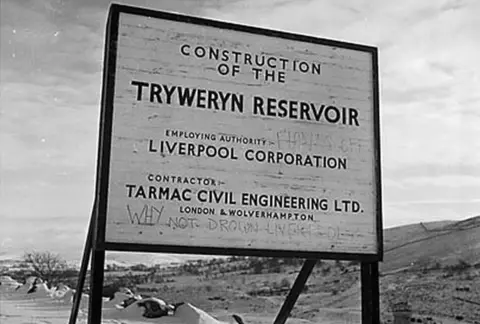 Tryweryn reservoir construction sign