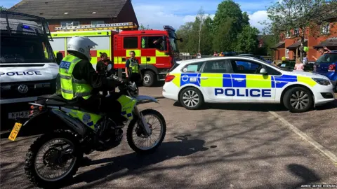 Aimee-Jayne Heenan Police and fire engines visited Chloe-Louise Horne