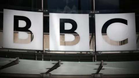 Getty Images The BBC logo displayed on its Broadcasting House headquarters, in London