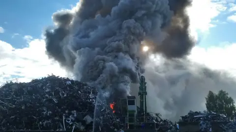 West Midlands Fire and Rescue Service Fire at scrapyard