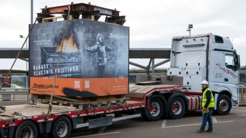 Getty Images Banksy artwork on back of lorry