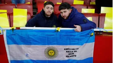 Reuters Cardiff fans holding an Argentina flag