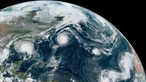 Getty Images View of North Atlantic as several tropical storms move across