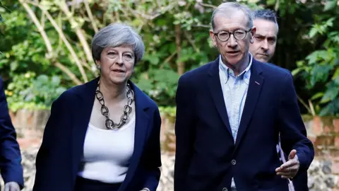 Reuters Theresa May and husband Philip at church in Sonning