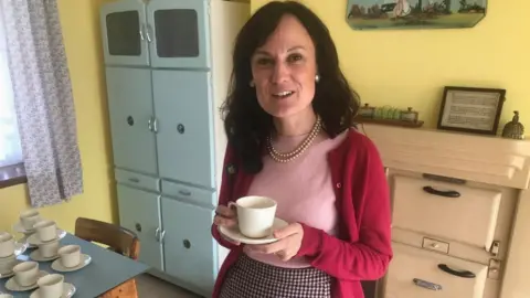 Michelle Kindleysides in the 1950s kitchen