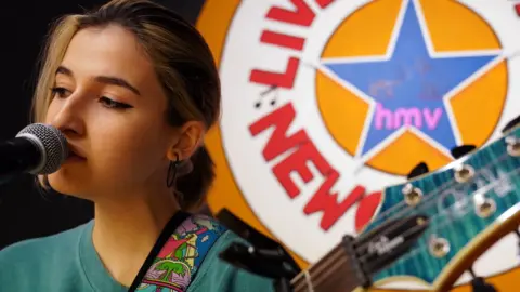 India Arkin appears at an HMV store in Newcastle as part of the launch of its new record label, 1921 Records