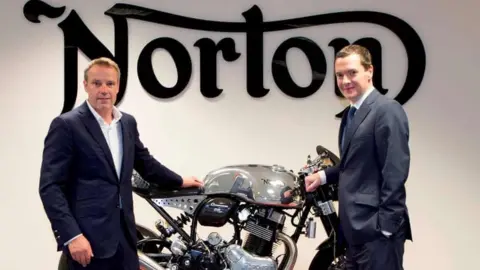 Norton Motorcycles Stuart Garner with George Osborne in July 2015