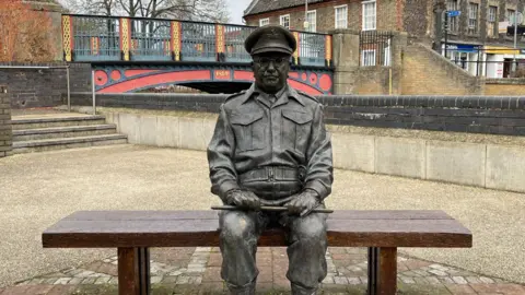 Edd Smith/BBC Bronze statue of Captain Mainwaring