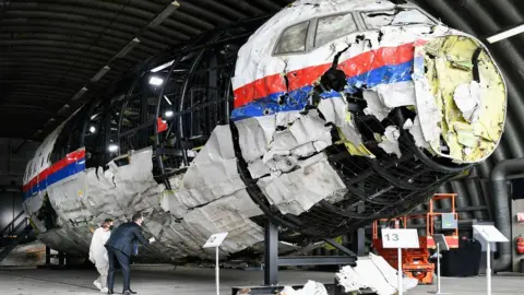 Reuters The wreckage of Flight MH17 had been put back together