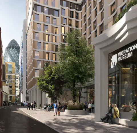 City of London A CGI of the new museum and tower block
