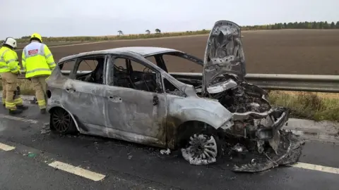 BBC Burnt car on A34
