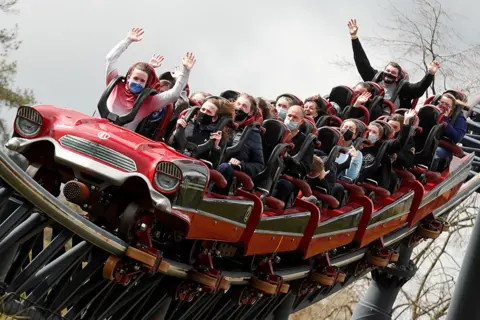 Reuters People on the Stealth ride as Thorpe Park reopens