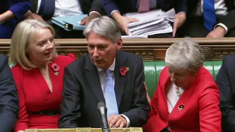 House of Commons Phil Hammond, Liz Truss and Theresa May