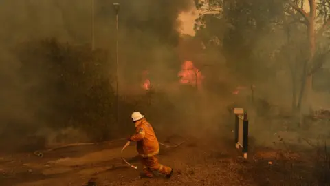 The Sydney Morning Herald A firefighter tackles a blaze