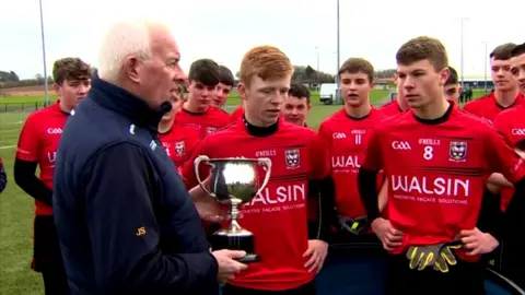 BBC Lagan College GAA players receive the JJ Reilly Cup