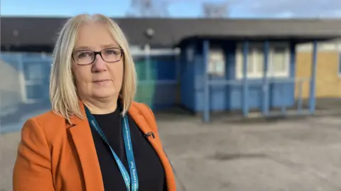 Hazel Shearing BBC Sarah Skinner, at Hadleigh High School